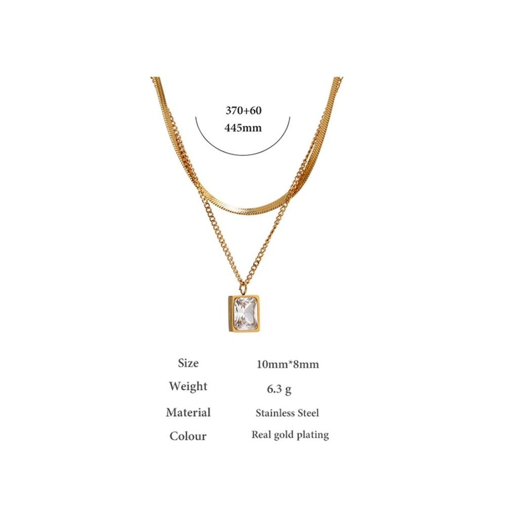 NEW 18K Gold Plated Flat Herringbone Double Layer Necklace - Picture 5 of 5